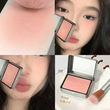 BLACKNANA Square Iron Box Single Color Blush Cream Low Saturation Gray Pink Long-lasting Makeup Tender Rouge