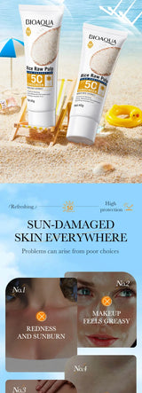 BIOAQUA Rice Raw Pulp Spf 50+ Sunscreen For Face Body Neck Back Protector Solar Blocker Brightening Facial Sun Cream Body Care