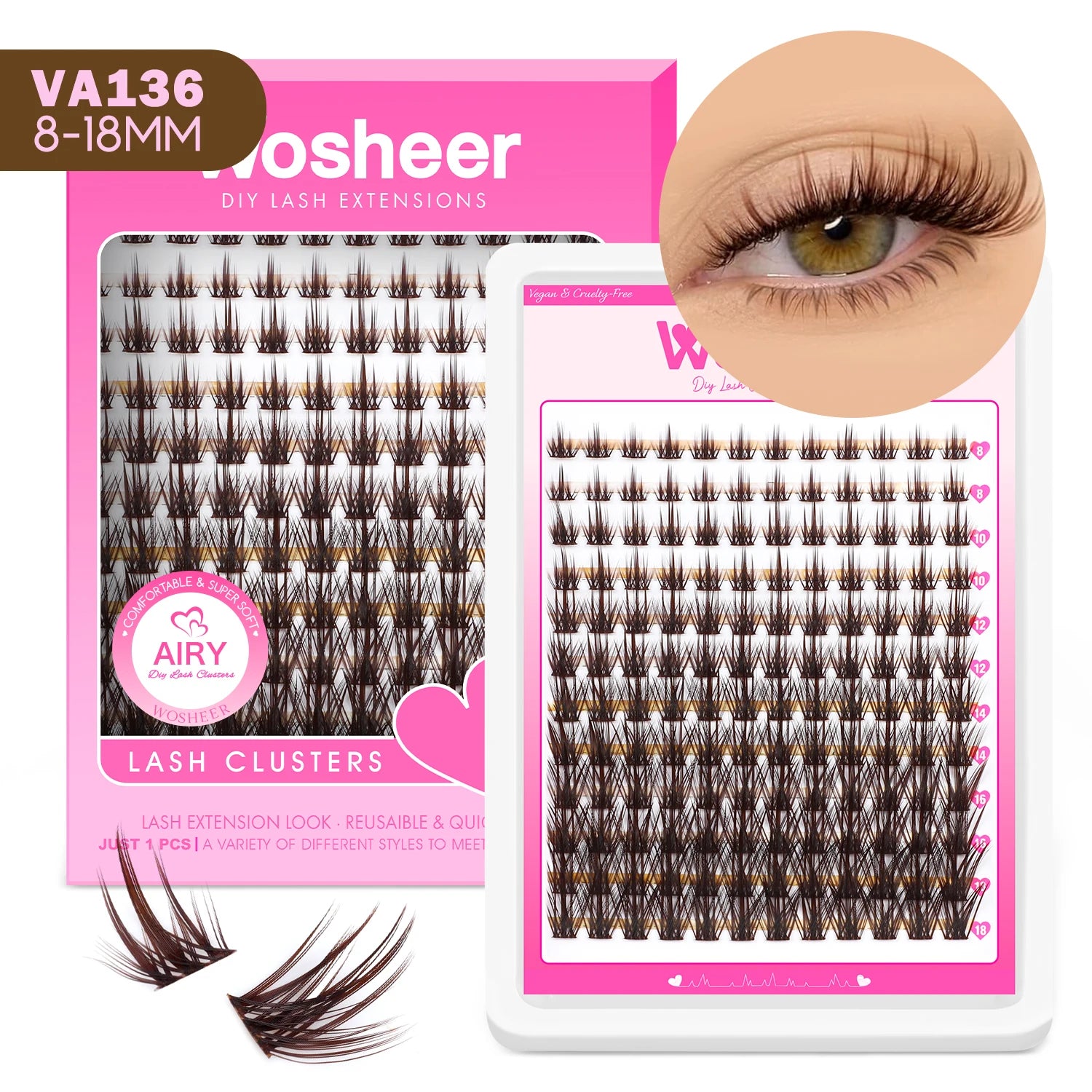 WOSHEER Eyelash Clusters Kit Thick Individual Lashes Lash Bond And Seal And Remover Faux Mink Lashes Eyelash Extension DIY