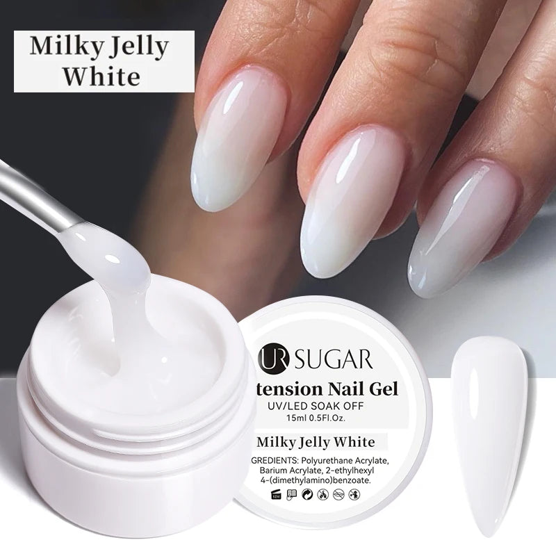 UR SUGAR 6 IN 1 Extension Nail Gel 15ML Clear Quick Builder Nail Gel Semi Permanent Self-leveling UV Construction Gel Soak Off