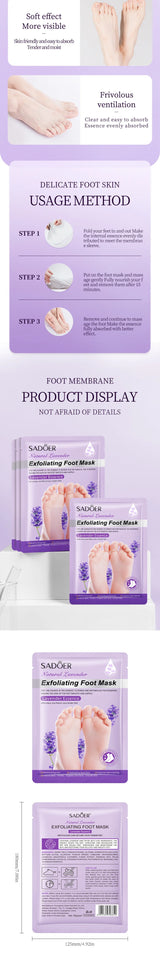 SADOER  Exfoliating Feet Mask Exfoliating Foot Peel Mask Socks Pedicure Peeling Dead Skin Remover Feet Mask Peel Moisturizing