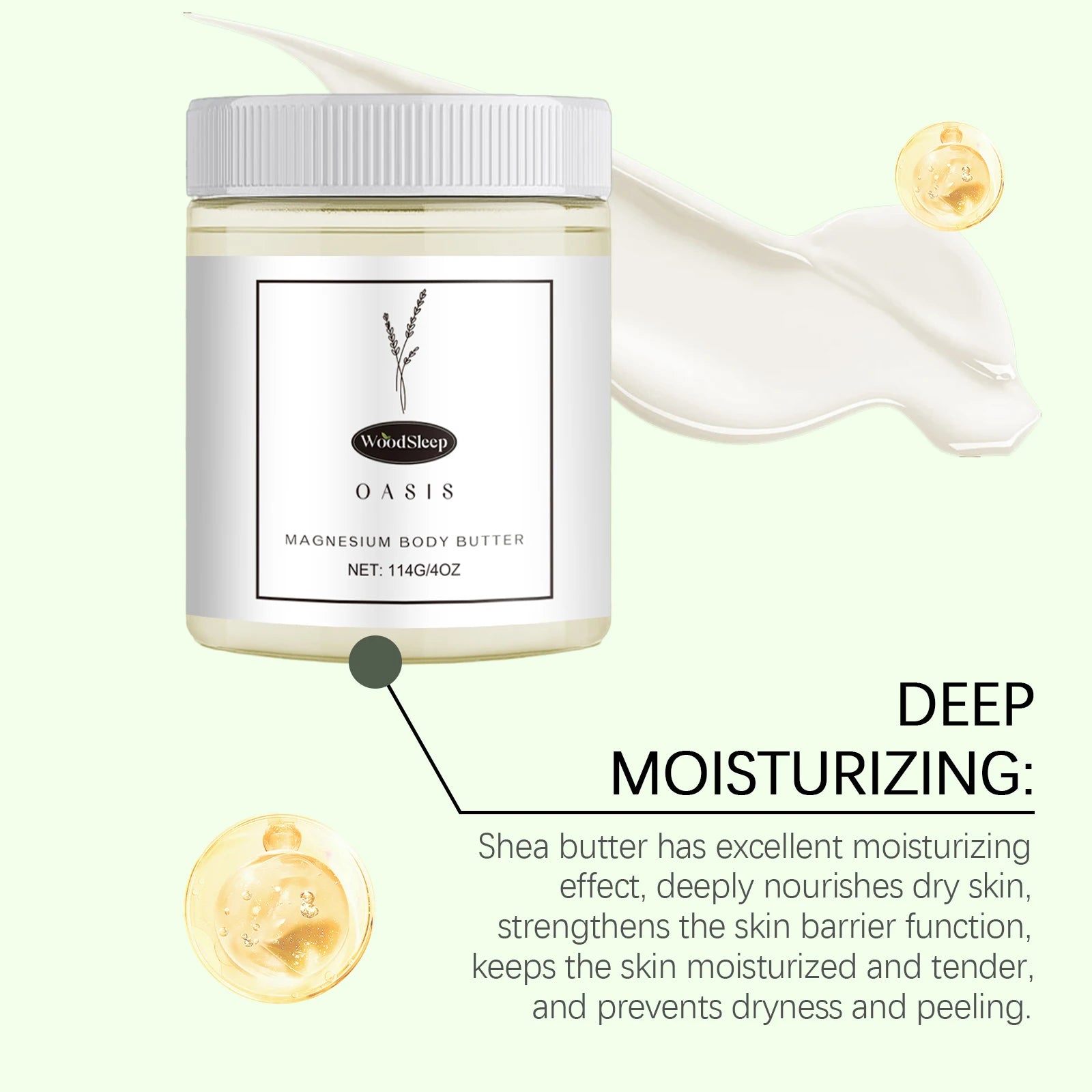 Shea Butter Body Lotion Moisturizing Magnesium Body Butter Nourishing Skin Soft Smooth Soothes Muscles Body Skincare Cream