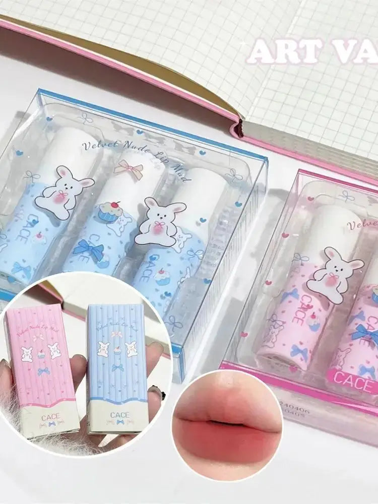 Little Bunny Lip Mud Set Velvet Nude Matte Texture Silky Lipstick Makeup
