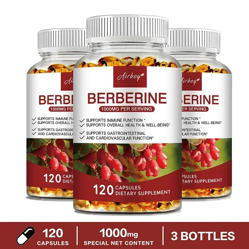 Berberine Capsules - Support Overall Health and Immune Function, Promote Digestion, Enhance Energy, Anti-oxidant and Anti-aging