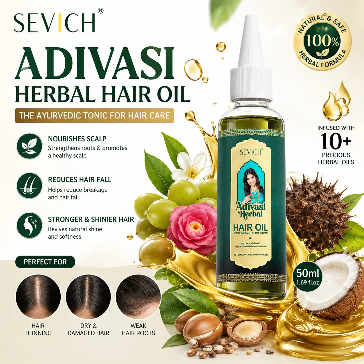 Ayurvedic Hair Growth Oil India Adivasi Organic Hair Growth Serum Anti Hair Loss Fast Regrowth Thicken Oils Hair Growth Products