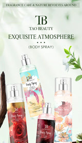 The fragrance spray has a long-lasting, faint floral scent with a fruity note. It is a fragrance body spray without alcohol.