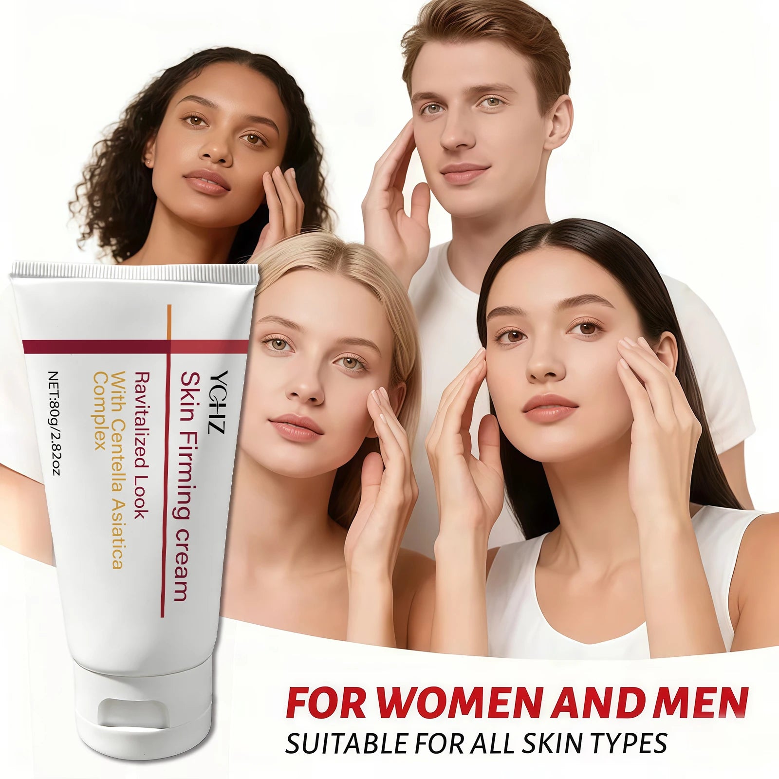Ychz Korean Anti-Aging Moisturizing Cream, Containing Centella Asiatica, Reduces Wrinkles, Tightens Skin, Deeply Hydrates, and Absorbs Quickly, 80g