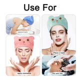 Super Absorbent Hair Drying Bath Towel Cap Cute Cartoon Bear Microfibre Soft Dry Hair Wrap Bathroom Accessories Bonnets