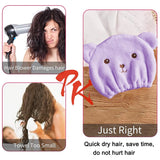 Super Absorbent Hair Drying Bath Towel Cap Cute Cartoon Bear Microfibre Soft Dry Hair Wrap Bathroom Accessories Bonnets