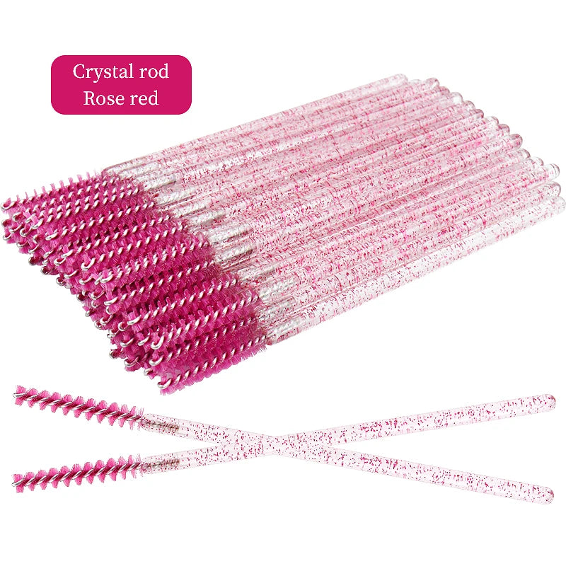 50pcs Disposable Eyelash Brush Crystal Eyebrow Comb Eyelashes Lifting Mascara Wand Micro Brushes Lash Extension Makeup Tools