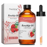 PHATOIL 118ml Organic Face Oil Natural Cold Pressed USDA Carrier Oils- Castor Oil,Jojoba,Moroccan Argan Oil,Rosehip Seed Oil