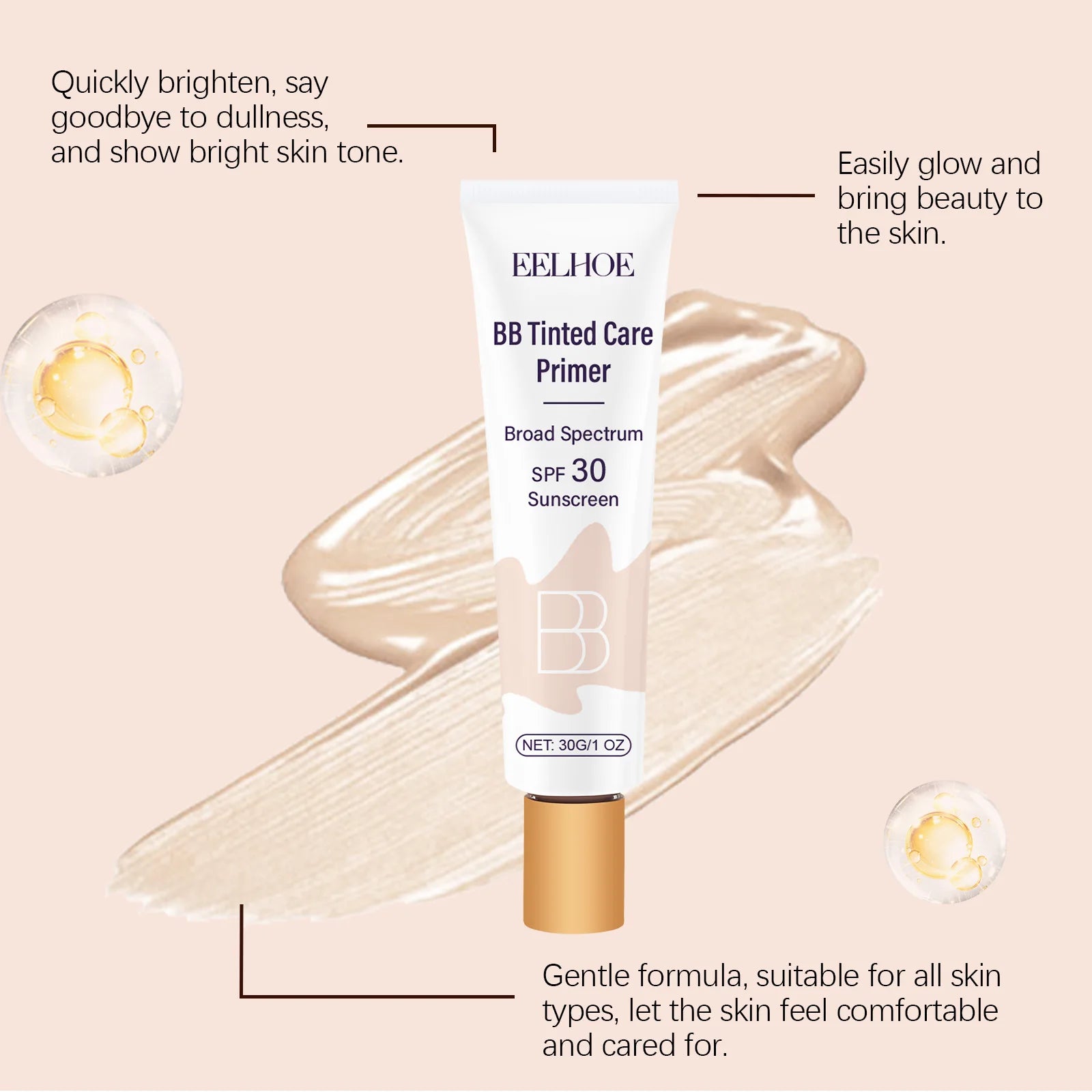 Protective BB Cream - Coverage for Facial Blemishes, Moisturizing, Daily Protection Tinted Moisturizer Light