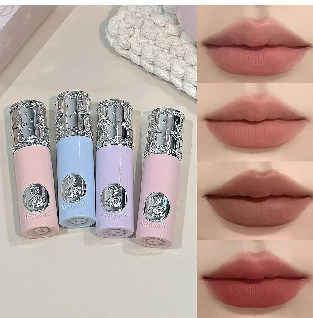 NICEKEY Pink Ballet Makeup Sets Include 4 Lip Mud,1 Blush,1 Pressed Powder,1 Eyes Palette,1 Contour Palette With Necklace Gift