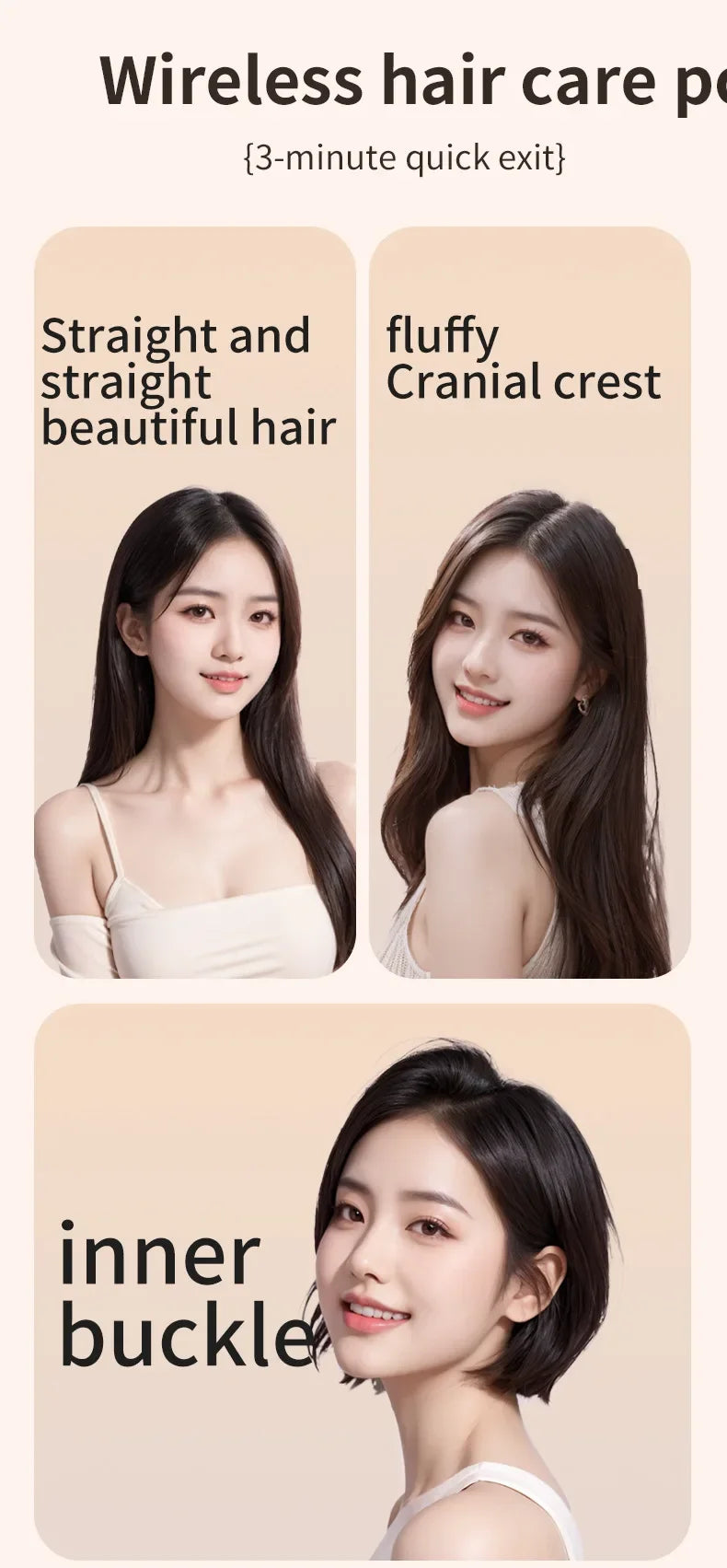 Portable Wireless Straightening Comb Mini USB Rechargeable Hair Straightener Brush Multifunctional Gentle Hair Styling Accessory For Travel Daily Use