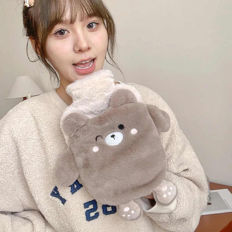 Plush Hot Water Bottle Kawaii Winter Warm Hot Water Bag for Period Pain Hand Warmer Girls Hand Feet Warm Water Heating Pad