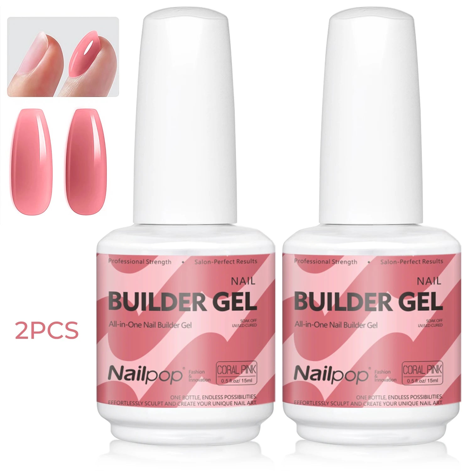 Nailpop 7 IN 1 Nail Glue Gel 15ml Gellack UV Nails Builder Gel Apex & Extension Soak off Base Gel Top Coat  HEMA FREE