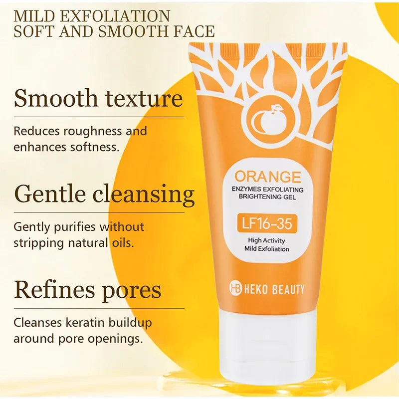 Orange Exfoliating Brightening Gel,Face Body Moisturizing Peeling Scrub,Deep gentle Cleaning Pores,Remove Blackheads Exfoliator
