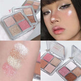 Four Color Glitter Highlighter Powder Palette Diamond High Gloss Shiny High Light Bronzers Face Body Brightening Makeup Cosmetic