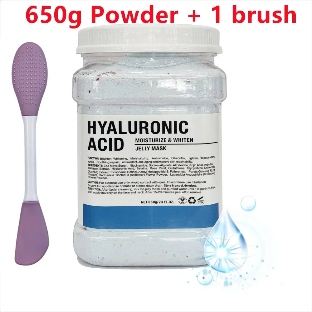 650g Chamomile Hyaluronic Acid Facial Moisturizing Mask Powder with Silicone Brush Increasing Skin Elasticity Rose Jelly Mask