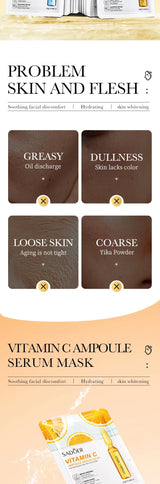 15pcs SADOER 24K Gold Vitamin C Hyaluronic Acid Facial Masks for Face Moisturizing Firming Hydrating Face Mask Facial Skin Care