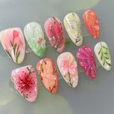 24 false nail pieces shipped randomly, Instagram-style false nails, wearable full-coverage almond-shaped press-on nails.