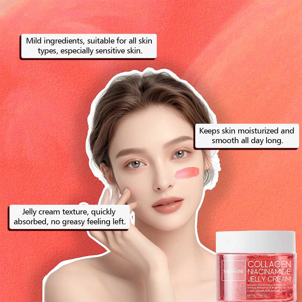 Collagen Jelly Cream Niacinamide Hydrolyzed Collagen 24h Glow & Lifted Look Moisturize Skin Elasticity & Hydration Face Cream