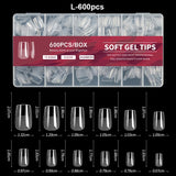 Luxury False Nail Tips Soft Gel Fingertip Semi-matte Capsules Almond French Coffin Full Cover Artificial Fake Nails Extension