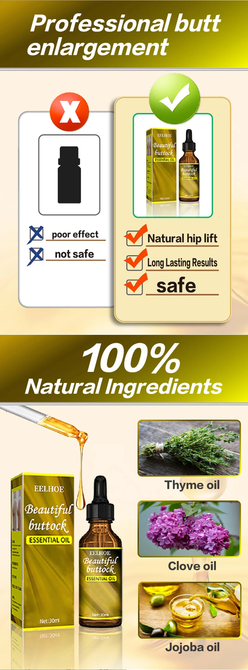 Hip Up Essential Oil Buttock Enlargement Cream Effective Lifting & Firming Butt Hip Lift Beauty Big Ass