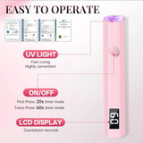 Convenient Handheld UV/LED Nail Lamp Set Handheld Light with Stand LCD Display USB Gel Nail Dryer for Quick Curing All