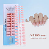 150Pcs/Box Acrylic Press on Nails Full Cover Fake False Tips Soft Gel Extension T-shaped Oval Capsule Almond Sculpted Salon DIY