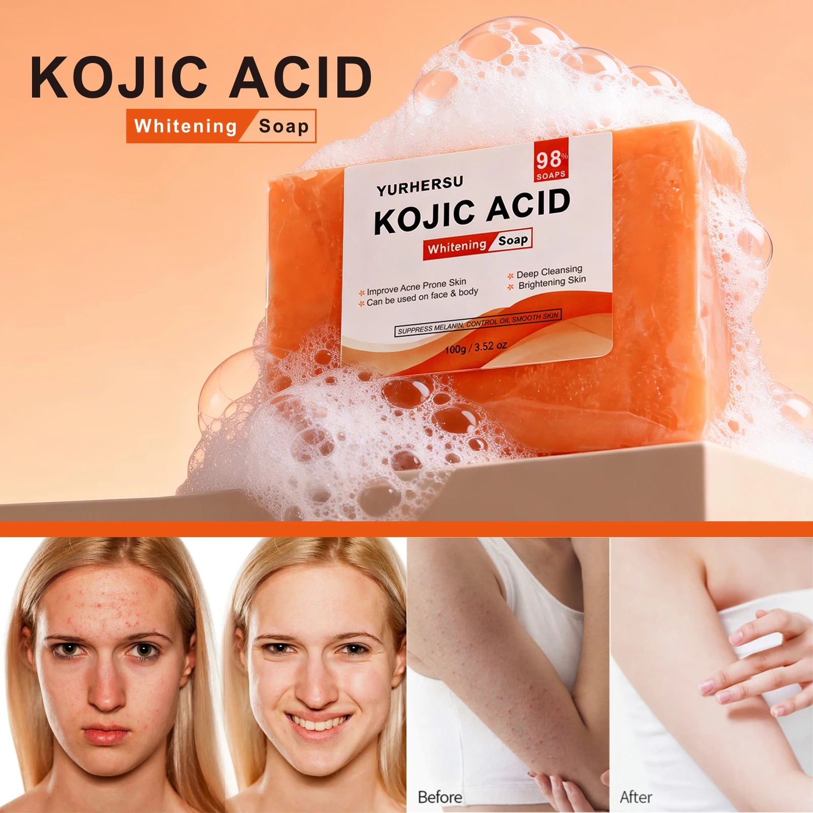 Kojic Acid Soap Facial Cleanser Natural Brightening Skin Moisturizing Face Soap