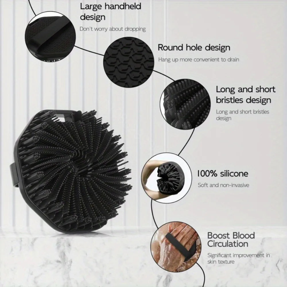 Bath Soft Silicone Back Brush Bath Shower Sponge Scrubbing Brush with Handle Exfoliating Scrub Skin Massager Exfoliating Brushes