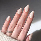24Pcs Simple Wine Red Fake Nail with Mid-length Design Almond Press on False Nails Wearable Round Head Oval Full Cover Nail Tips