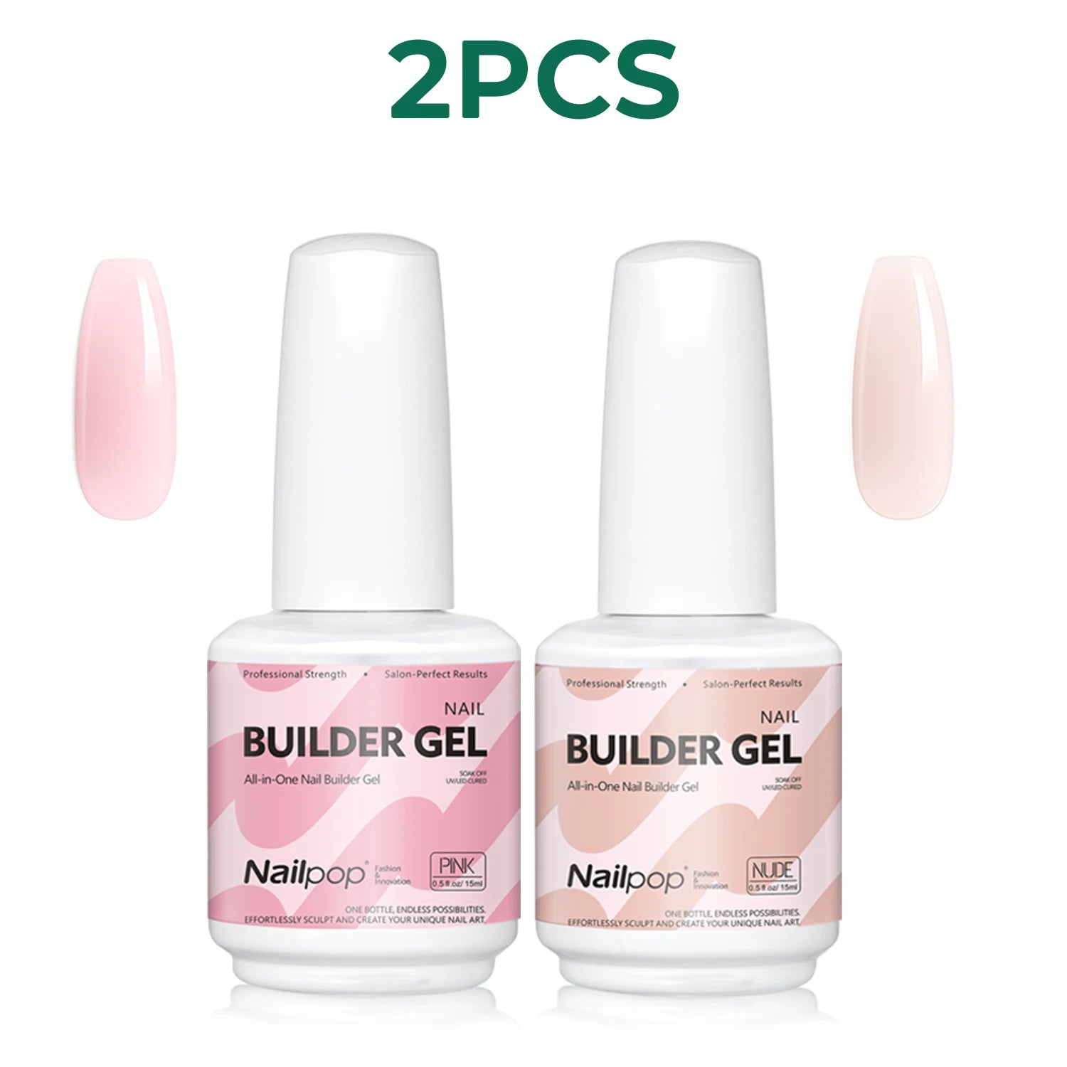 Nailpop 7 IN 1 Nail Glue Gel 15ml Gellack UV Nails Builder Gel Apex & Extension Soak off Base Gel Top Coat  HEMA FREE