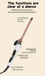 EU Plug 0.51"  Curling Iron, Constant Temp Hair Care, Auto Shutoff, Anti-Scald Stand, Perfect for Wool Curls