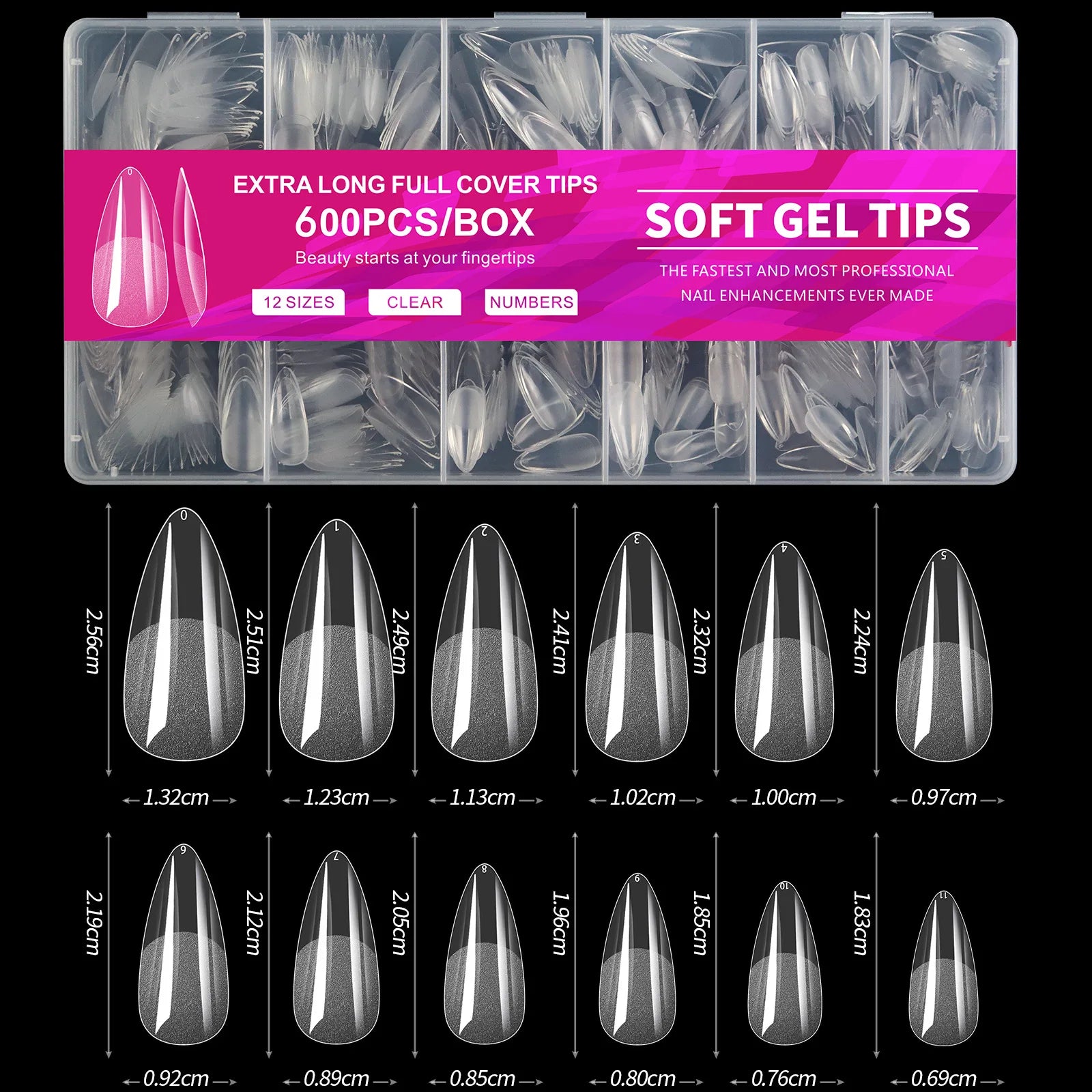 100/320/600Pcs Short Almond Nail Tips Soft Gel Nail Tips Full Cover False Nail Tips For Acrylic Nails  Salon Home Press On Nails
