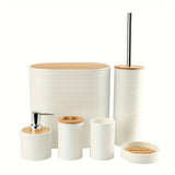 6pcs/set Bathroom Accessories Set Housewarming Gift Toothbrush Holder Bath Accessory Complete Set for Countertop Vanity Bathroom