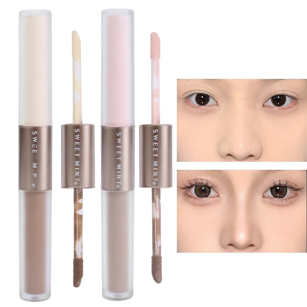 Double Head Face Contouring Stick 2 in 1 High Gloss Grey Brown Matte Nose Shadow Cream Brighten Highlighter Face Bronzer Makeup