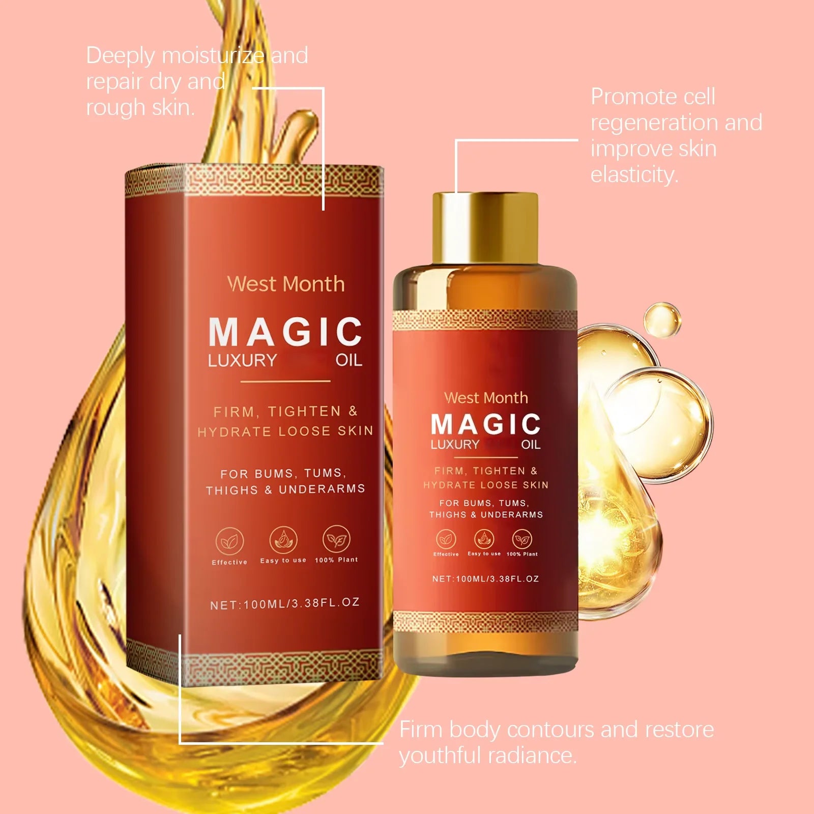 Firming Body Oil Moisturizing Skin Improve Dry Tighten Skin Barrier Repair Care Relax Body Massage Lifting Tighten Repair Smooth