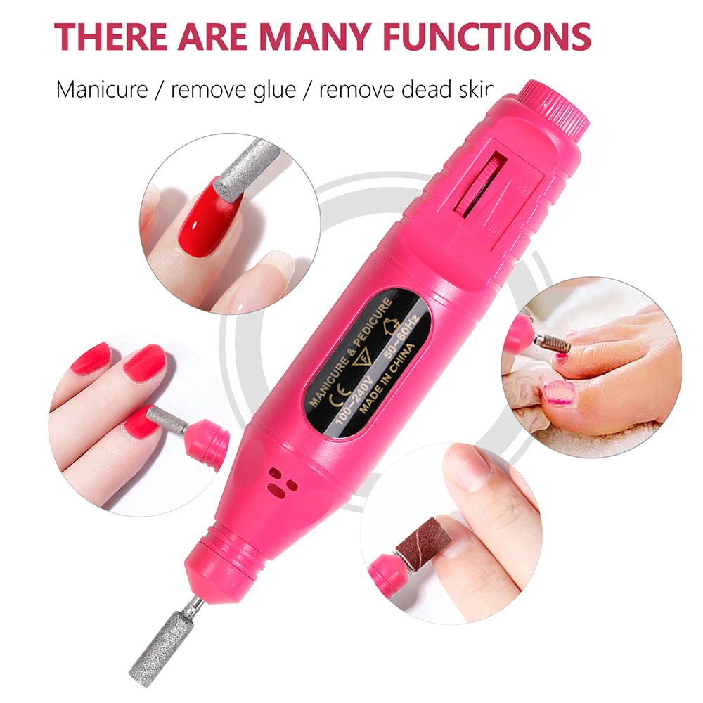 Professional Nail Art Kit with 54W UV Lamp Glue Dryer Polisher Dead Skin Remover Finger Separator Manicure Pedicure Home Use