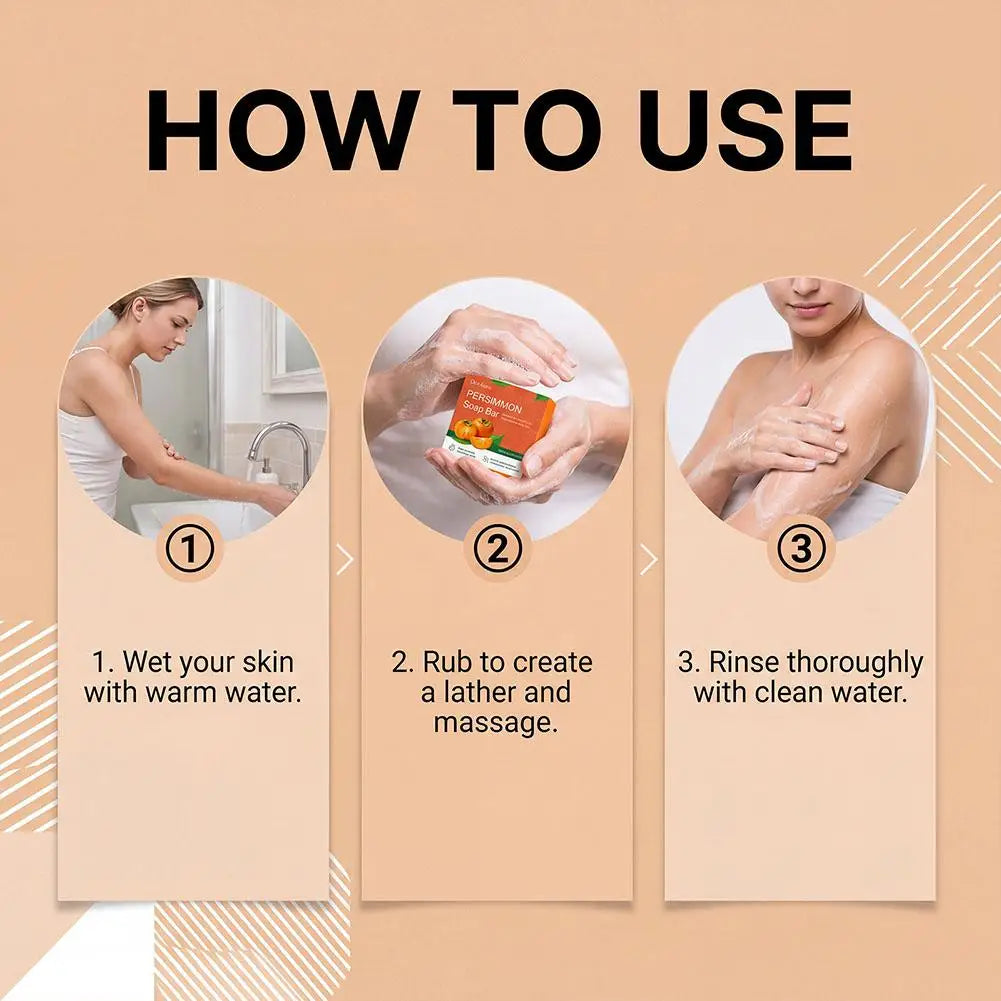Persimmon Soap Bar for Body Odor Removal, Handmade Persimmon Green Tea Soap for Face and Body Wash Gentle Deodorant Bar