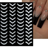 Adhesive stickers with European and American style cross snake black and white wave dot hot silver line letter nail stickers