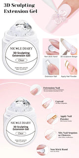 NICOLE DIARY White Non Stick Hand Extension Gel Nail Polish For 3D Shaping Carving Flower DIY Nail Art Extension Acrylic