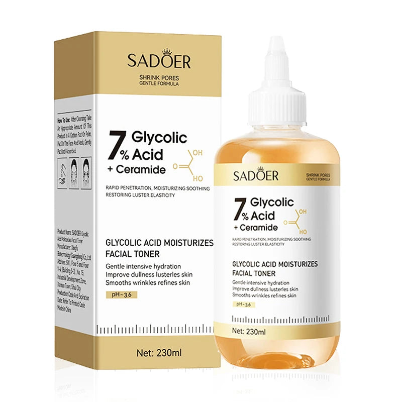 SADOER Glycolic Acid Toner Face Serum Facial Skincare Moisturizing Facial Toner Firming Nourishing Face Essence Skin Care