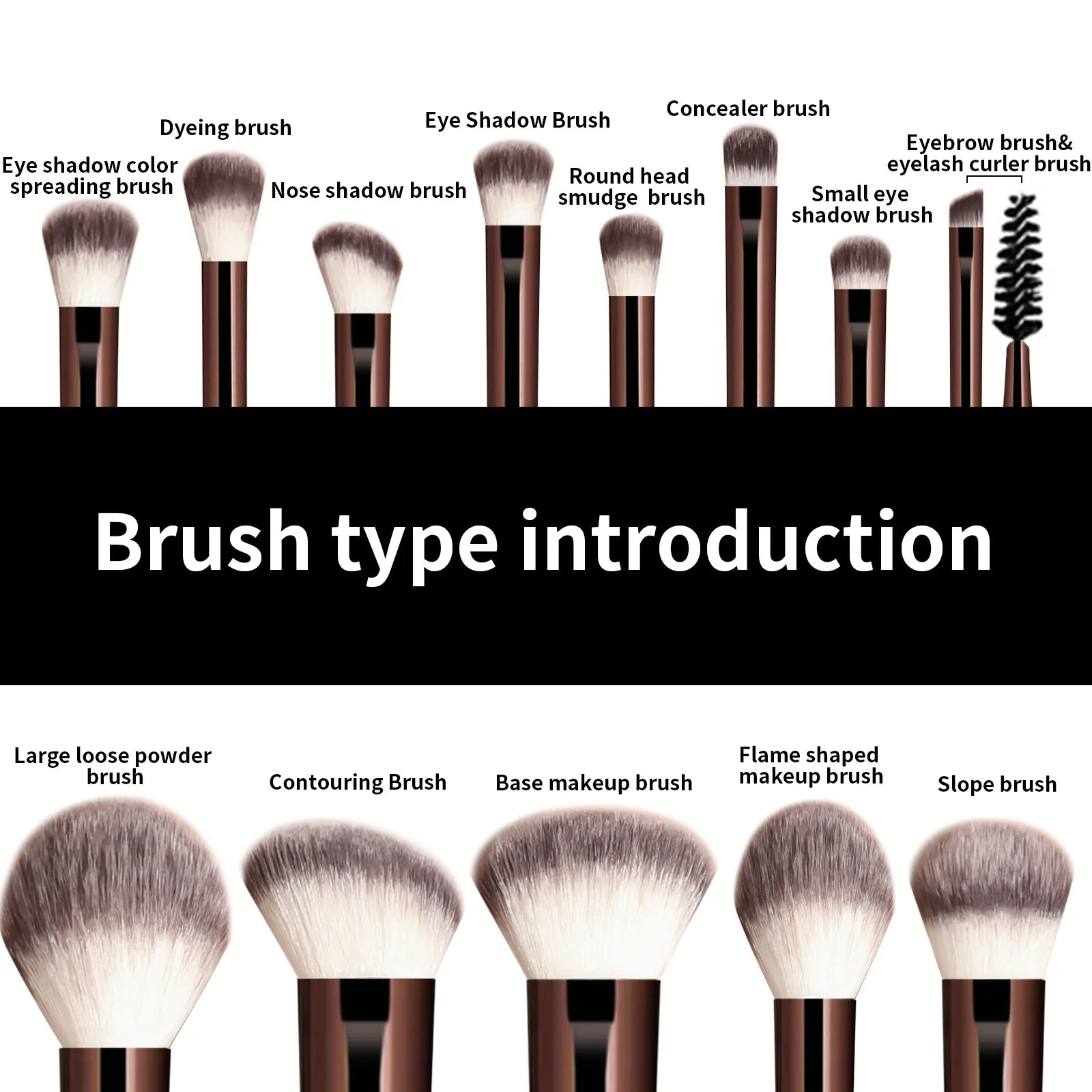 Soft Bristle Kabuki Blending Makeup Brush Set 13Pcs Foundation Eyeshadow Blush Cosmetic Tool Professional Salon Daily Facial Makeup Supply