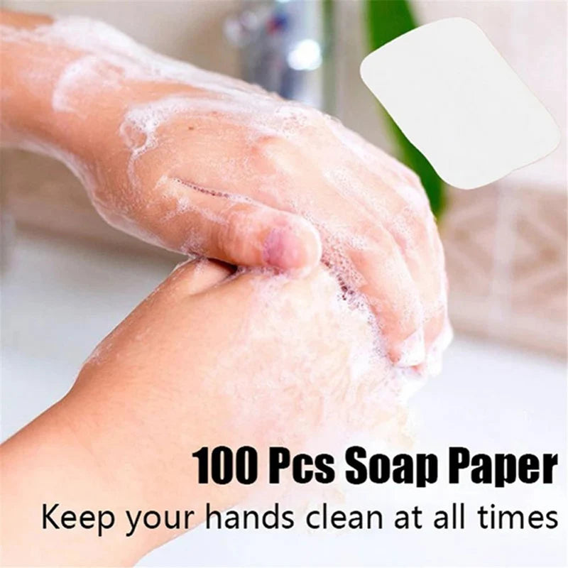 20/50/60/80/100pcs/lot Portable Bath Hand Washing Slice Sheets Outdoor Travel Scented Foaming Soap Paper Bath Clean Soap Tablets