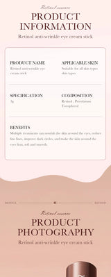 Retinol Eye Cream Stick Anti Dark Circles Under the Eyes Remove Eye Bags Moisturizing Firming Eyes Skin Care Products