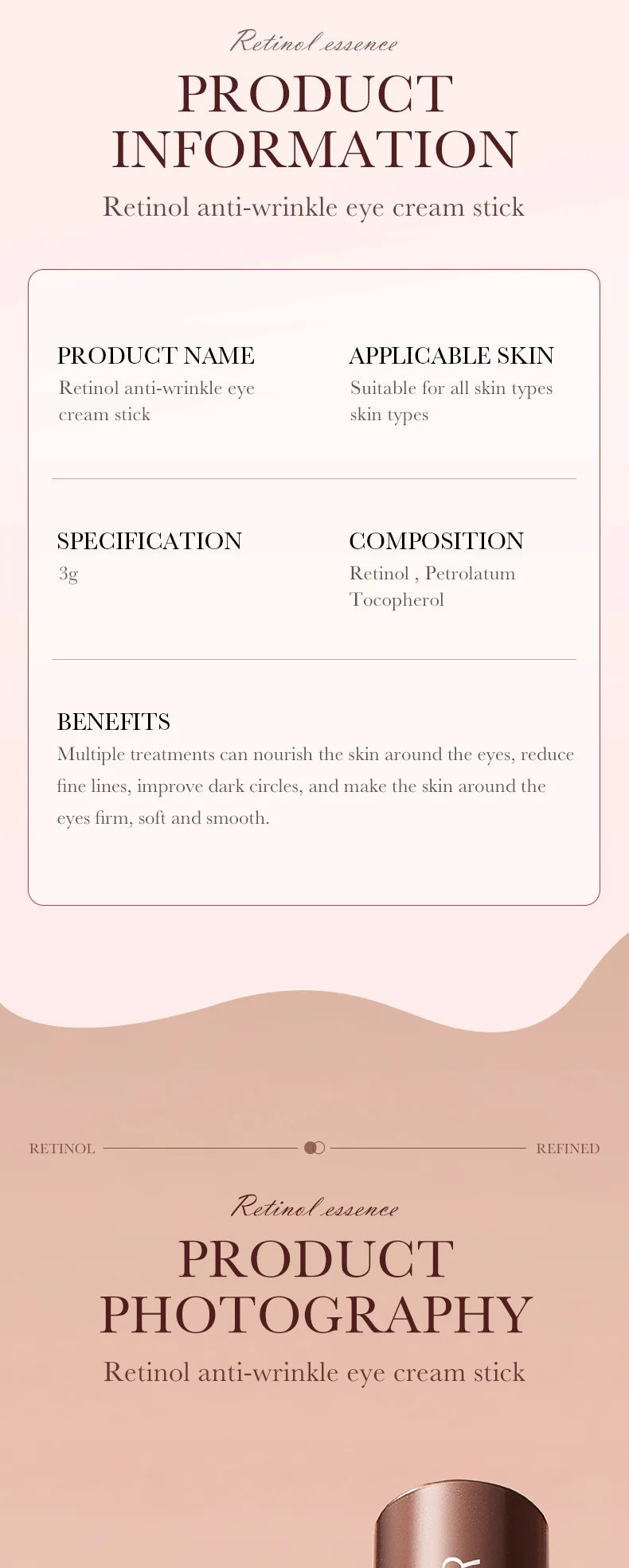 Retinol Eye Cream Stick Anti Dark Circles Under the Eyes Remove Eye Bags Moisturizing Firming Eyes Skin Care Products