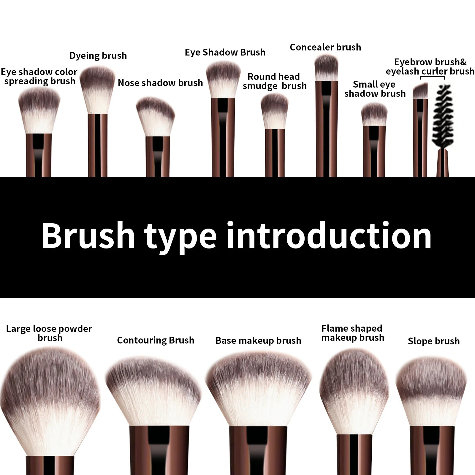 Soft Bristle Kabuki Blending Makeup Brush Set 13Pcs Foundation Eyeshadow Blush Cosmetic Tool Professional Salon Daily Facial Makeup Supply