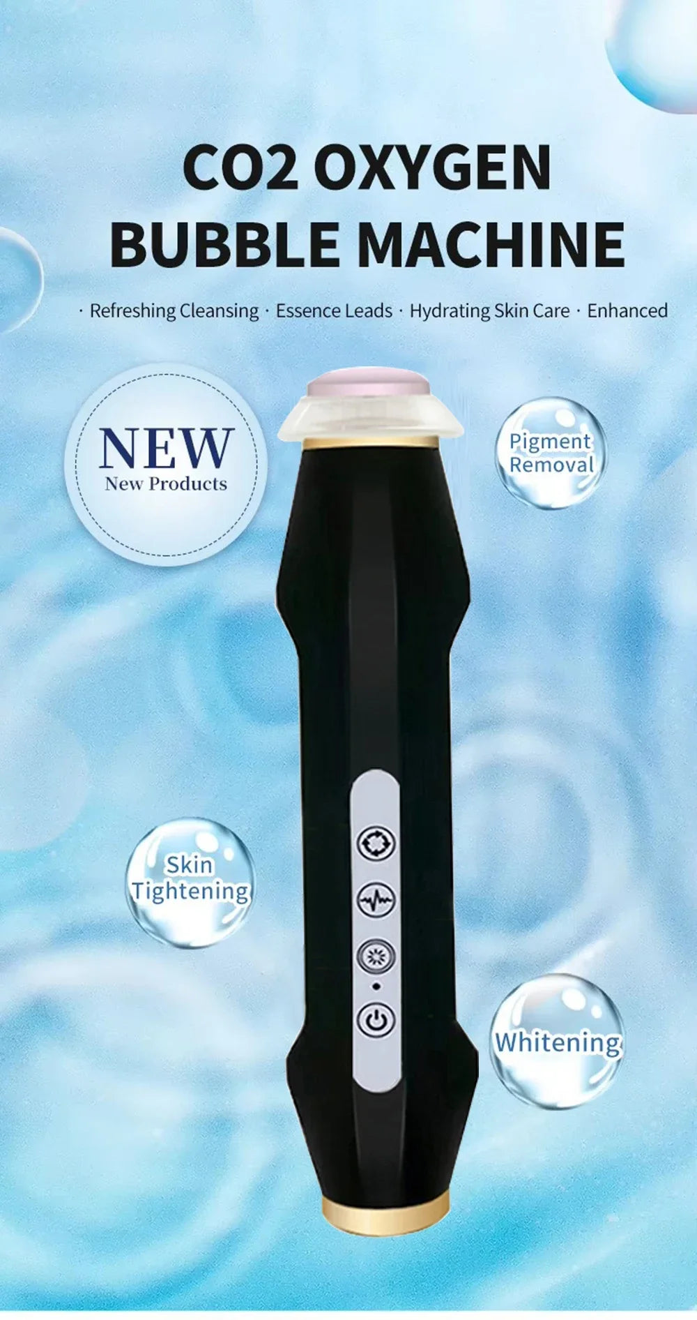 2025 New Design - Portable CO2 Oxygen Bubble Pen Rechargeable Exfoliate Device Handheld Facial Clean Machine SPA Beauty Capsules